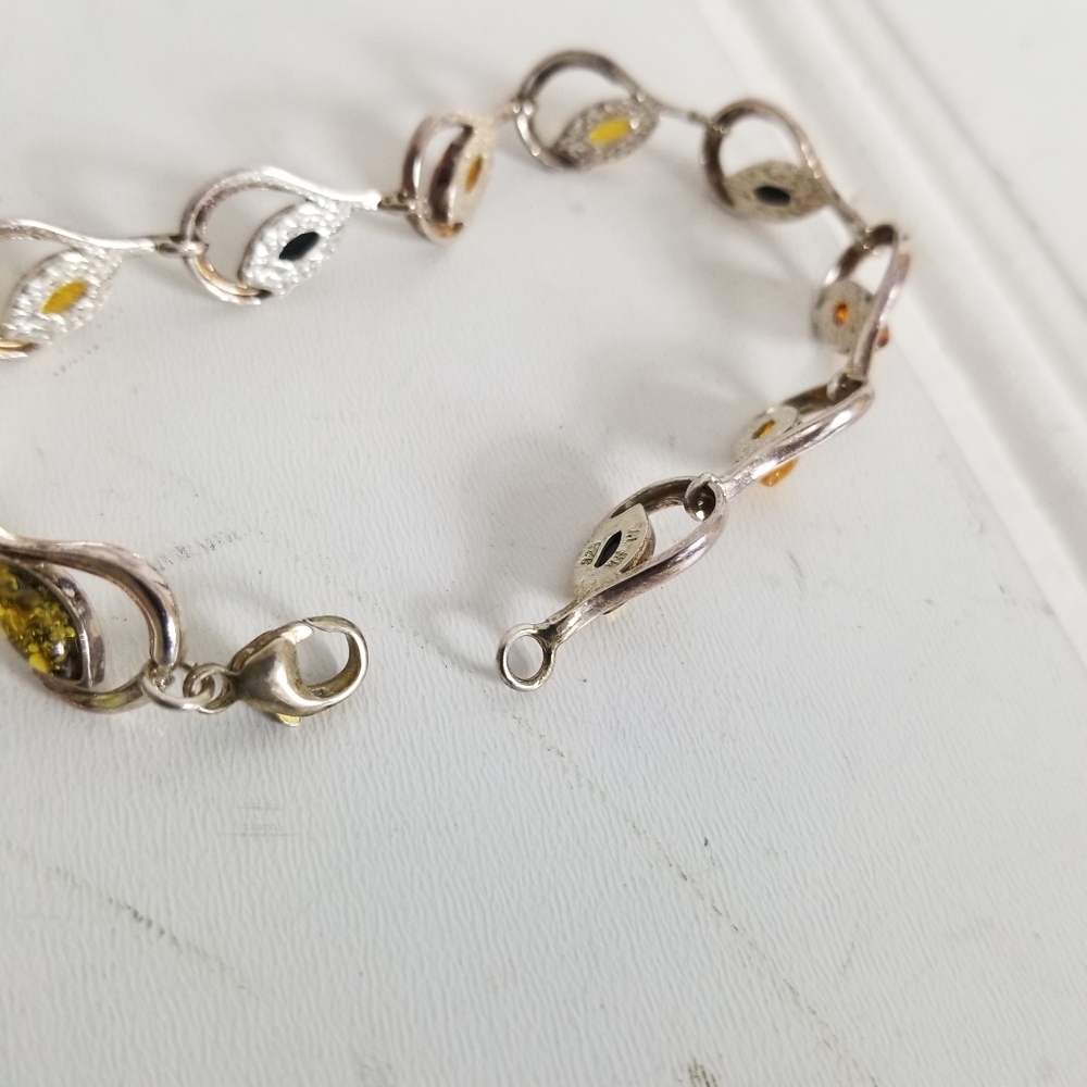 Dainty Amber Silver Bracelet Multicolored Jewelry - Picture 7 of 12